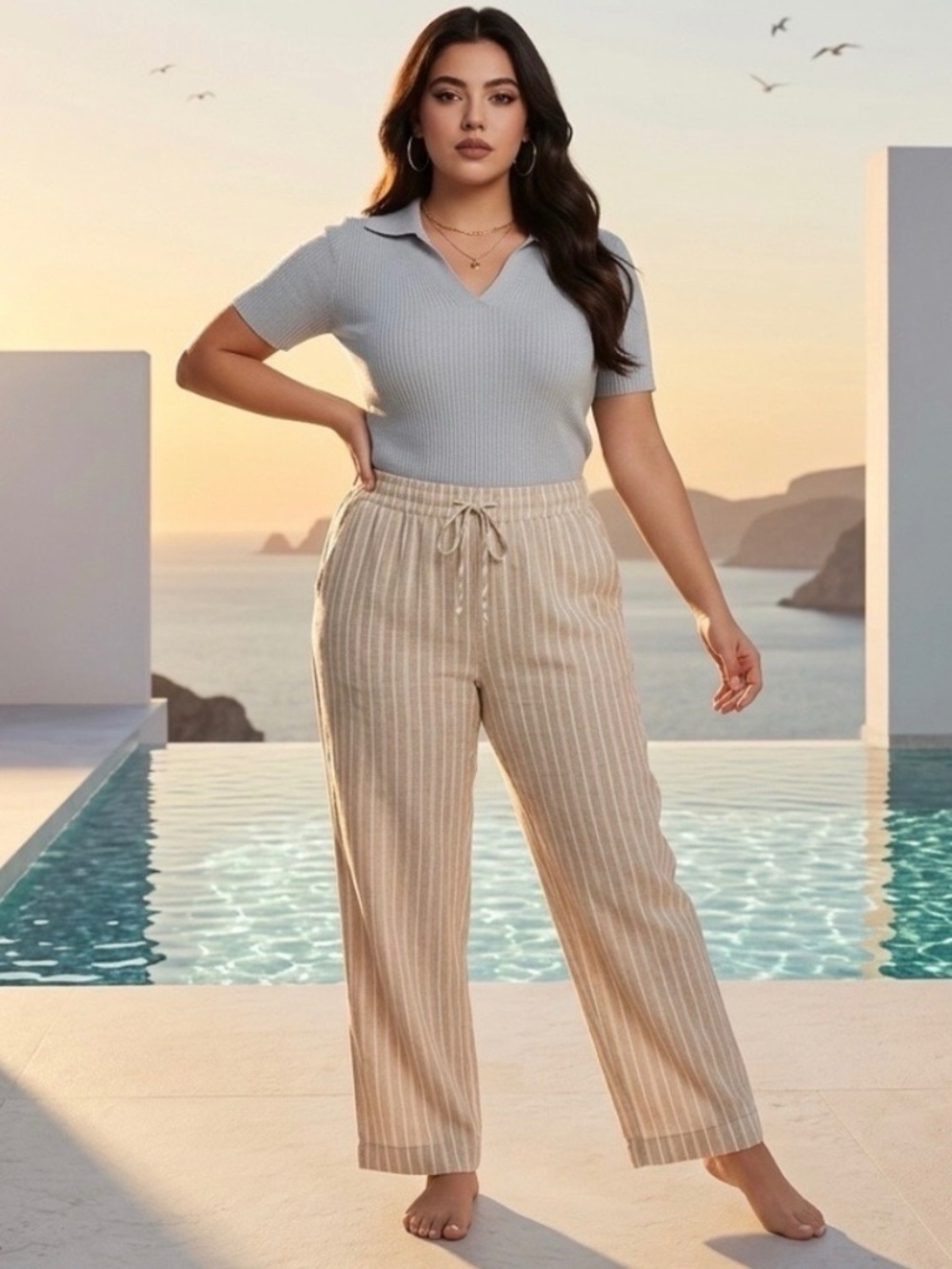 Briggs Linen Blend Pull On Beach Boho Vacation Coastal Grandmother Pants Sz XL